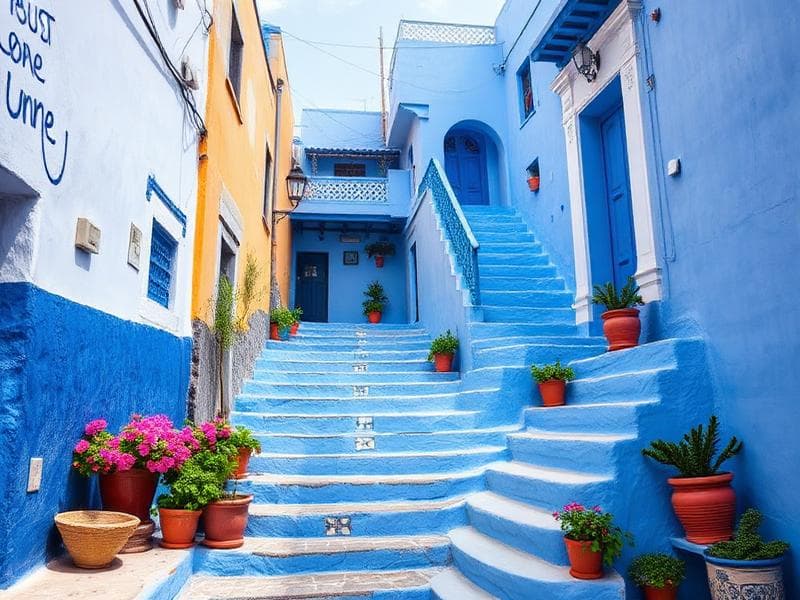 Chefchaouen - The enchanting Blue Pearl of Morocco, nestled in the Rif Mountains with dreamy blue-washed streets.